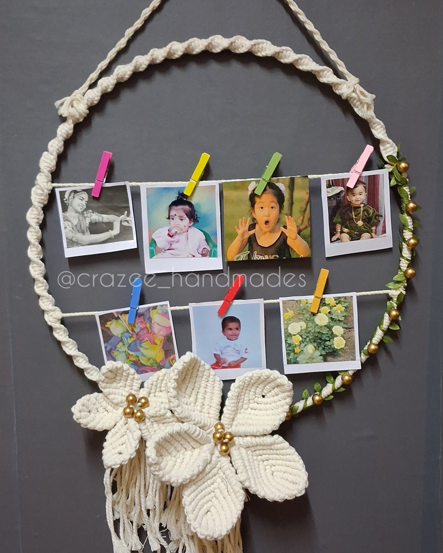 Macrame photo holder