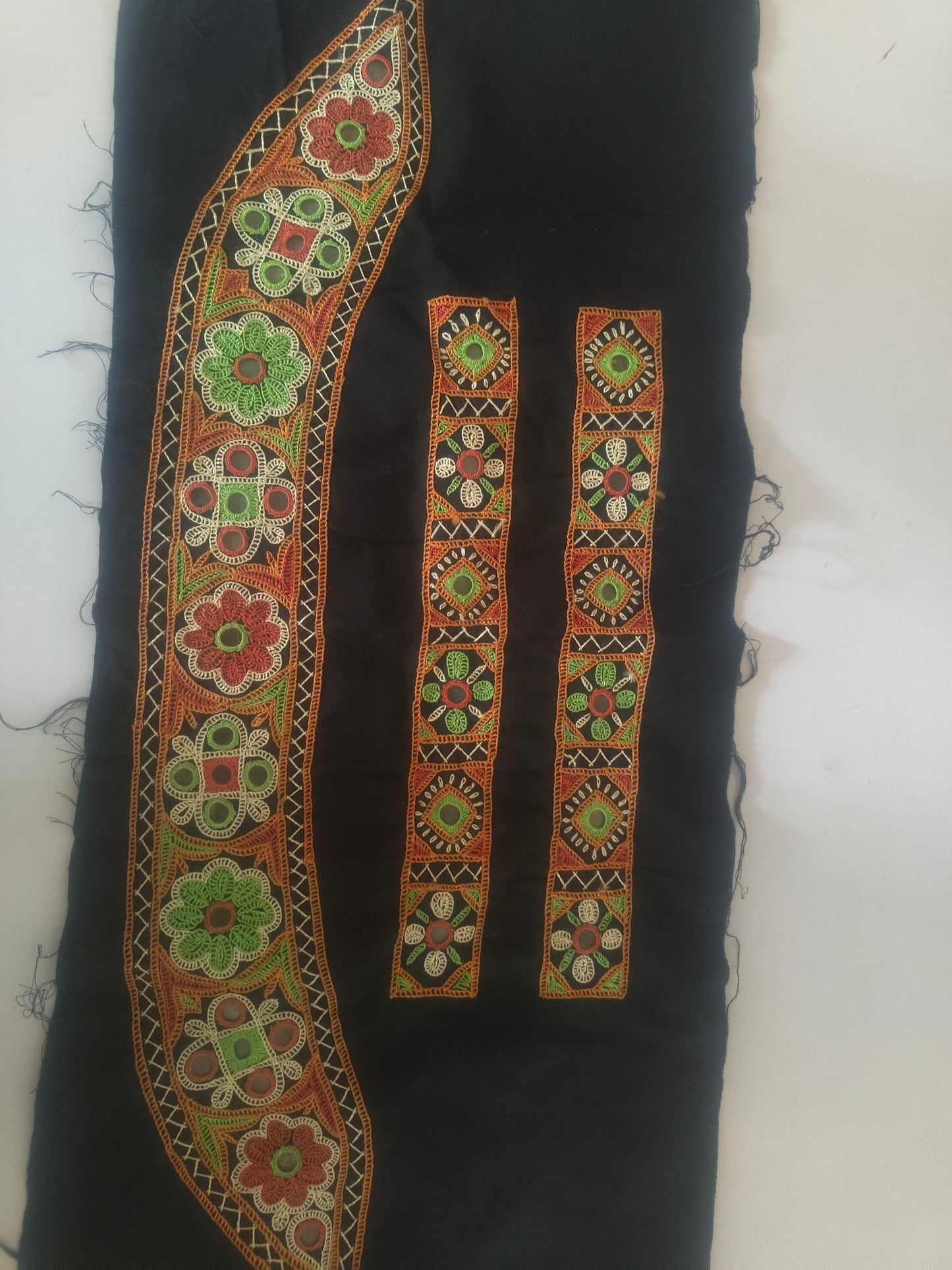 Kutchi patch work  collar with button strip
