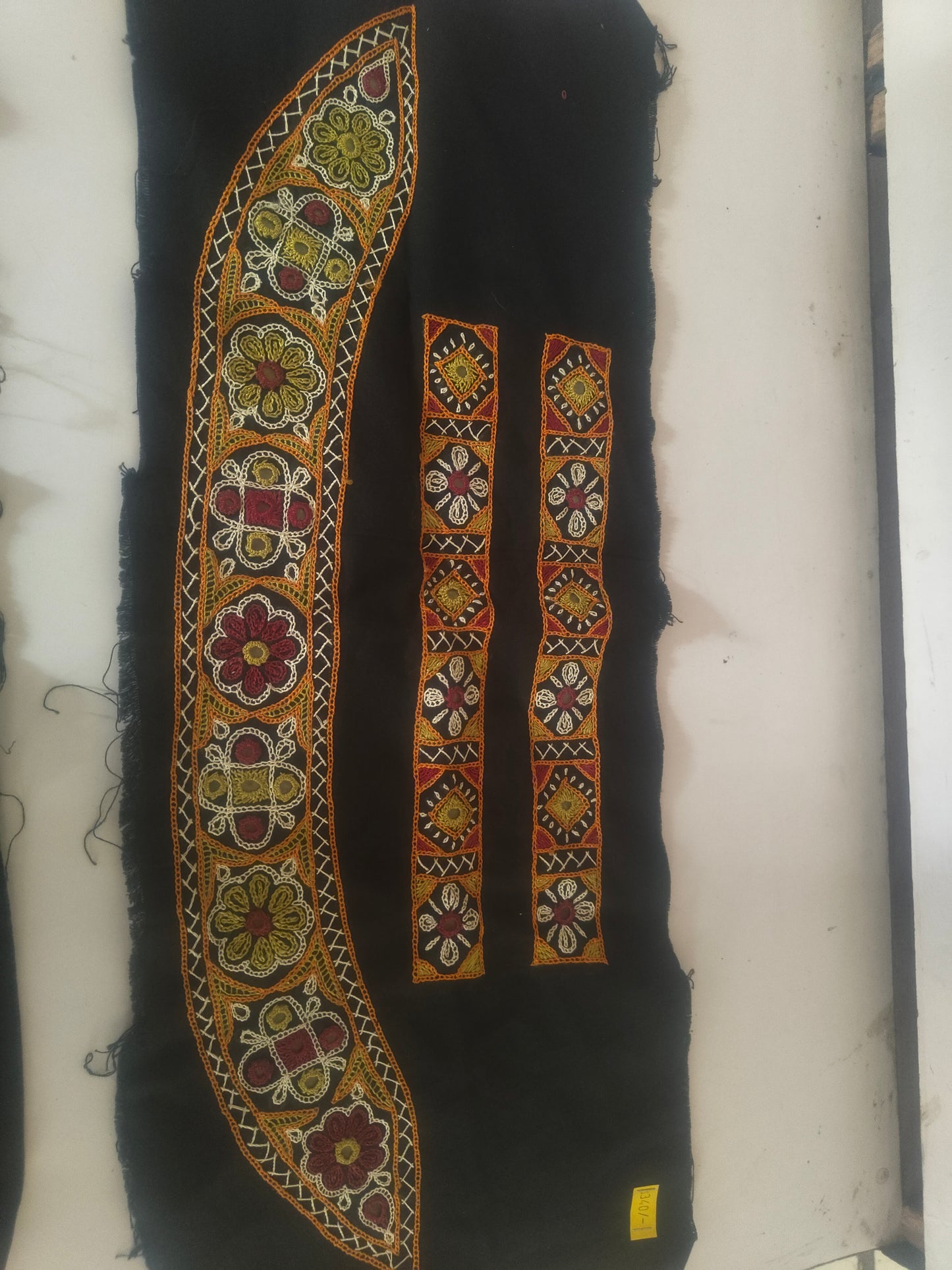 Kutchi patch work  collar with button strip