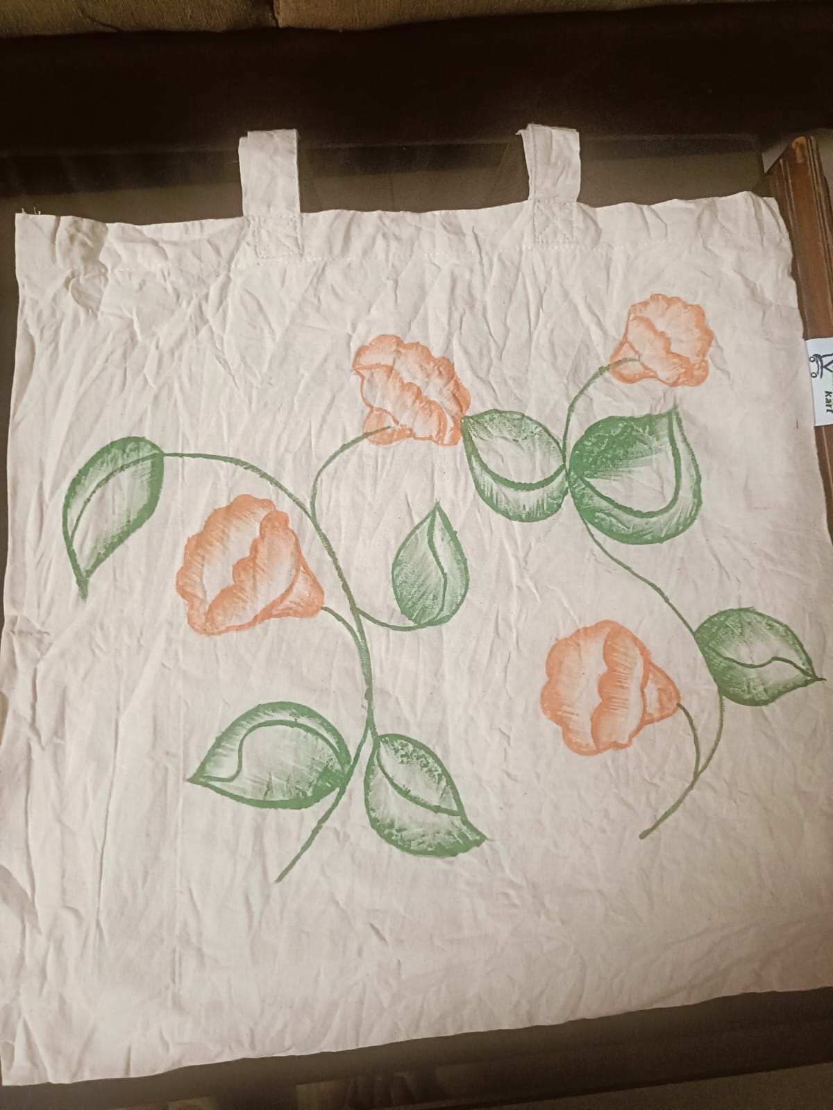 Tote bag painted 16 by 16 inch