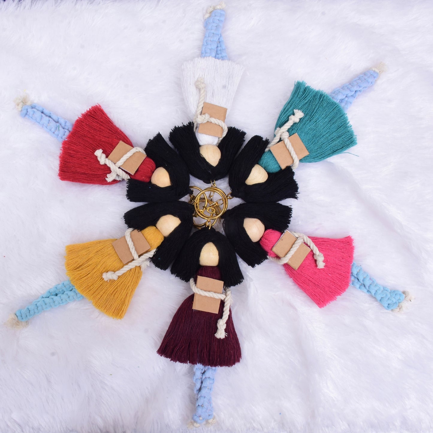 Macrame doll keychains