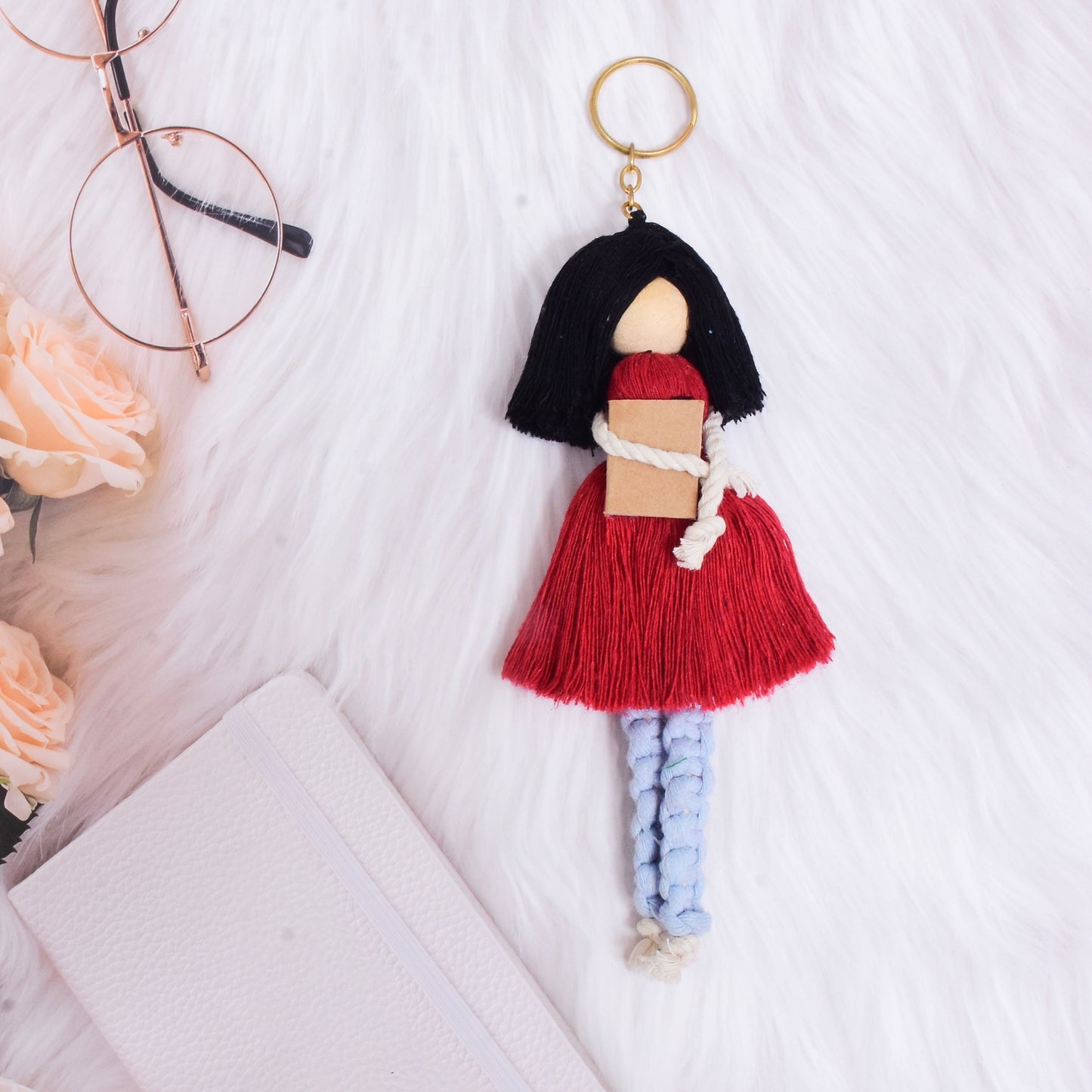 Macrame doll keychains
