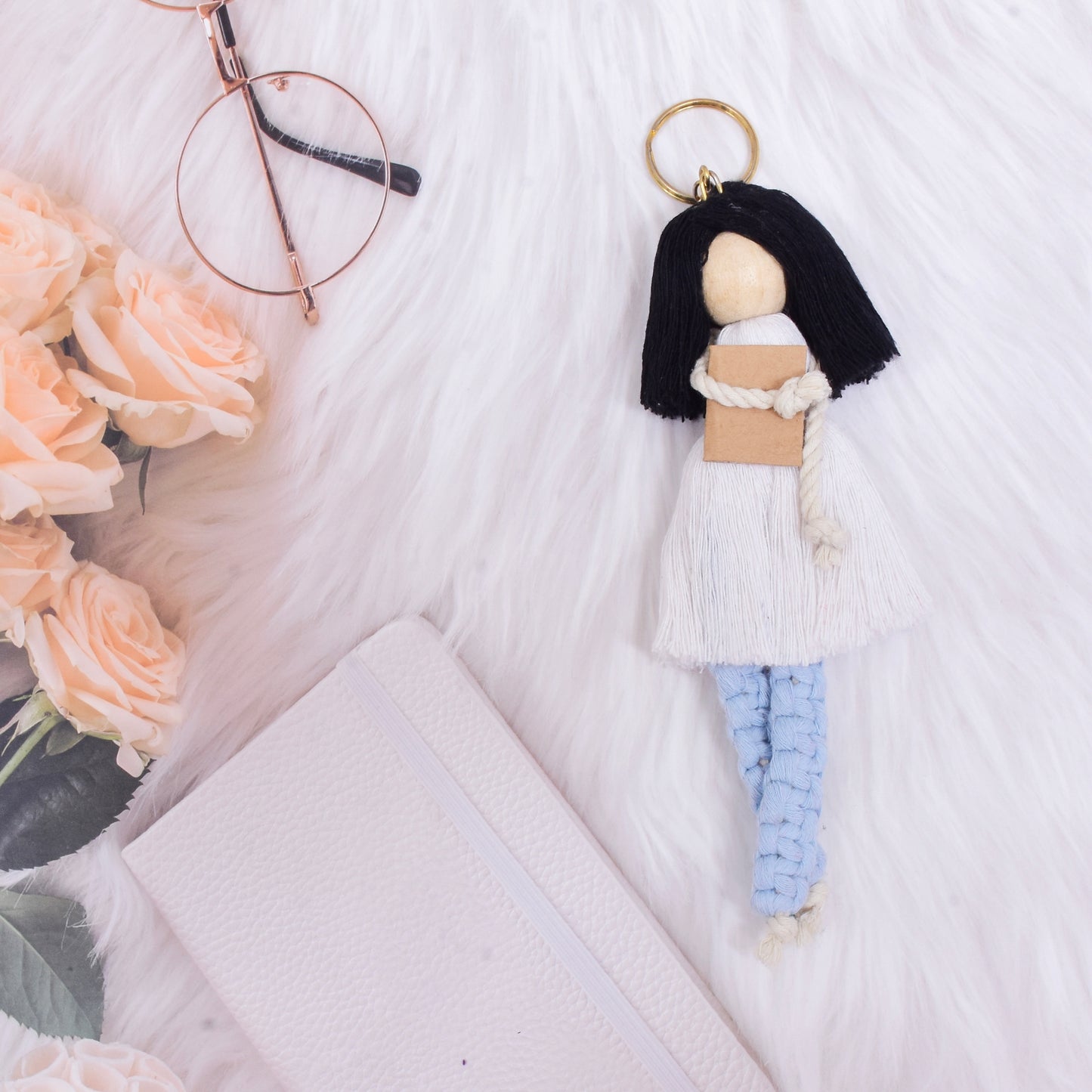 Macrame doll keychains