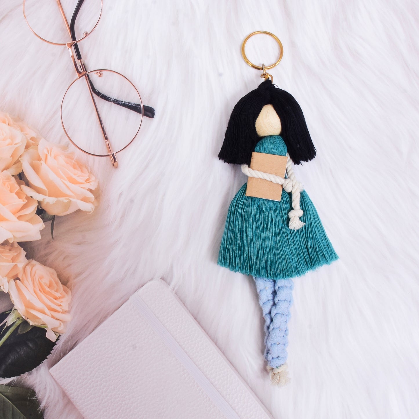 Macrame doll keychains