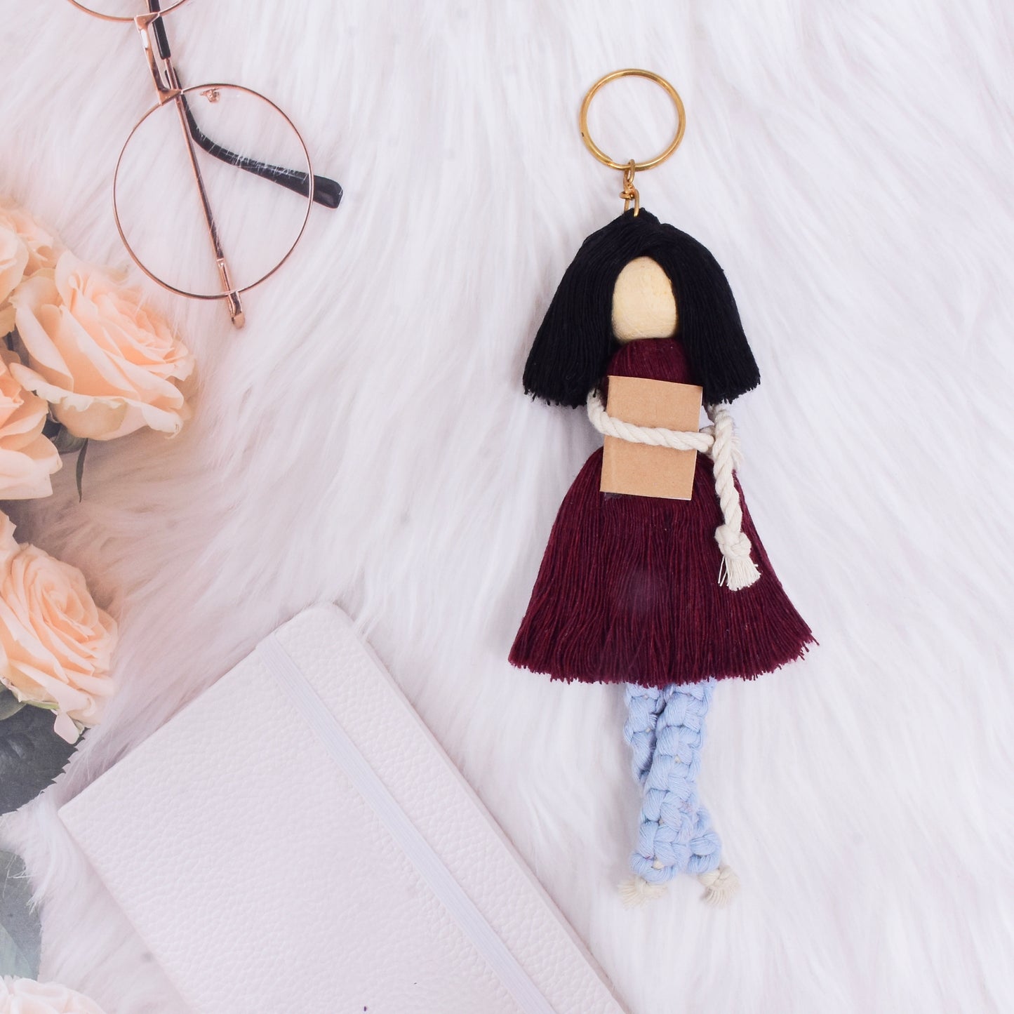 Macrame doll keychains