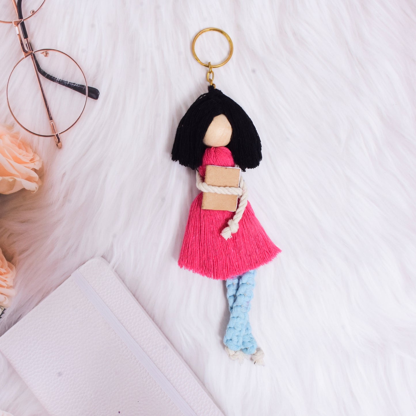 Macrame doll keychains