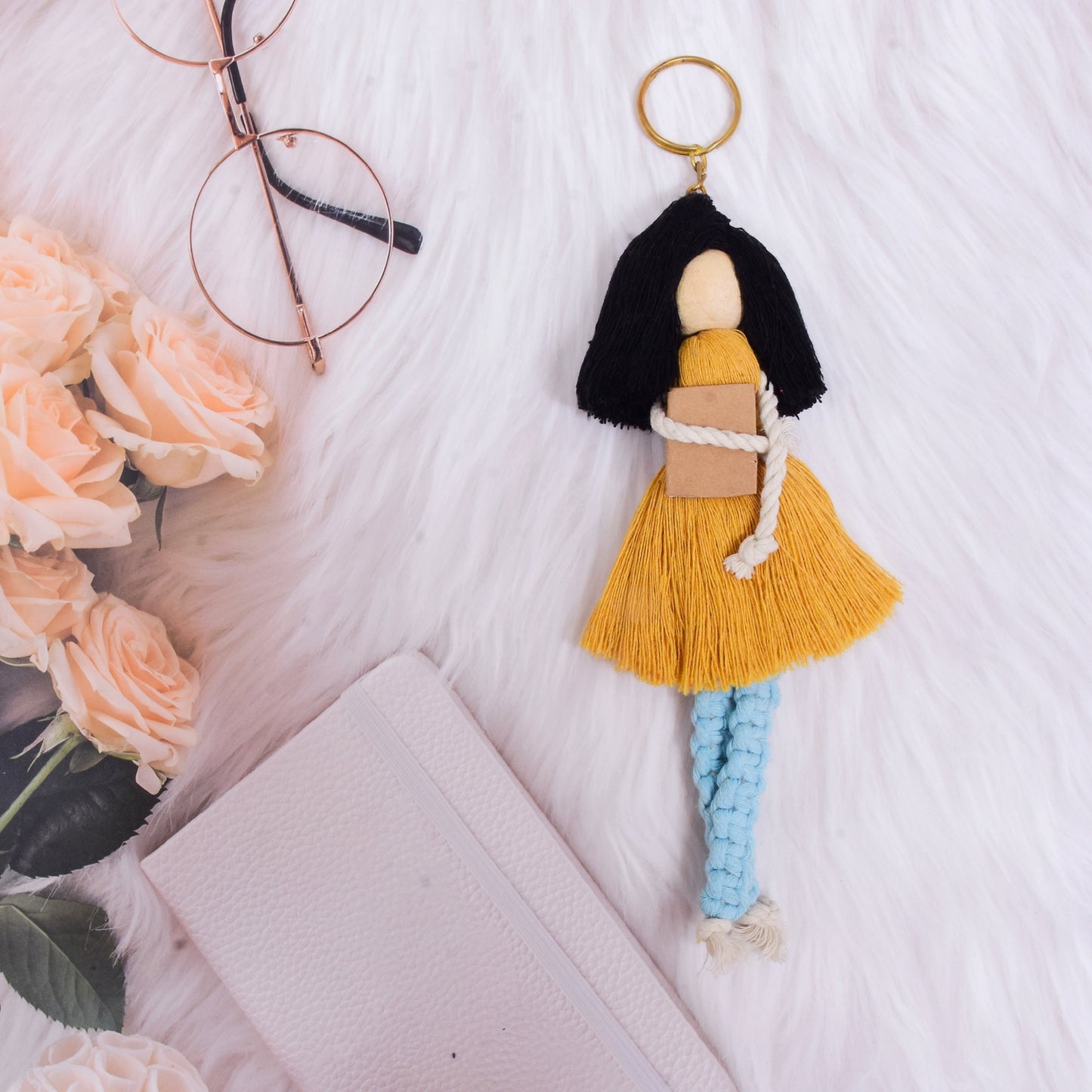 Macrame doll keychains