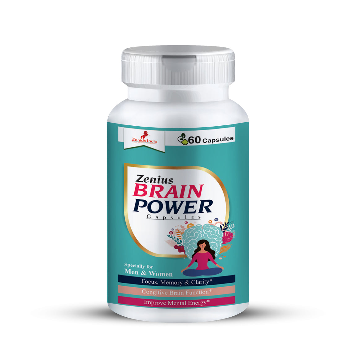 Zenius Brain Power Capsule-Brain Booster Medicine | Stress Relief Medicine (60 Capsules)