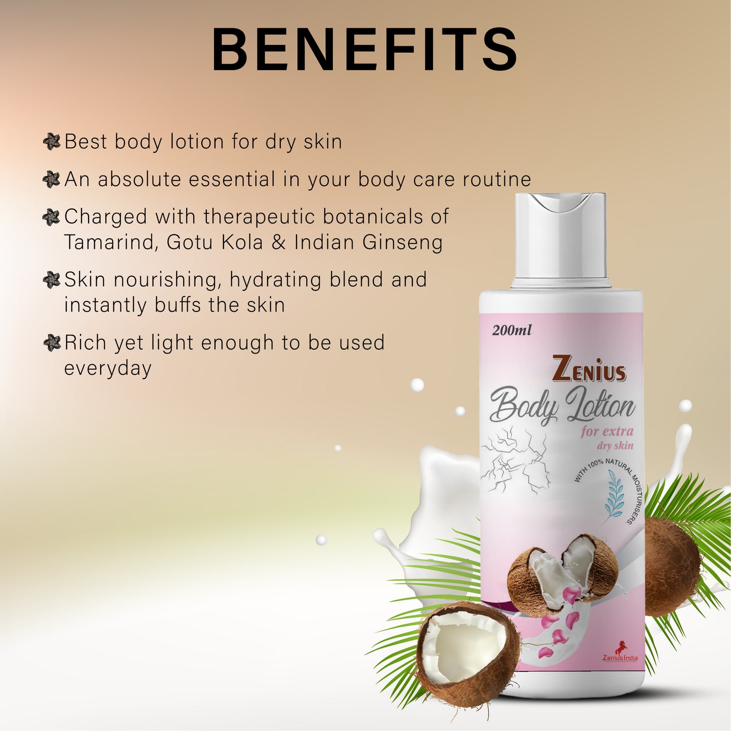 Zenius Body Lotion For Dry Skin - Remove All Sketch Marks Naturally - 200ml