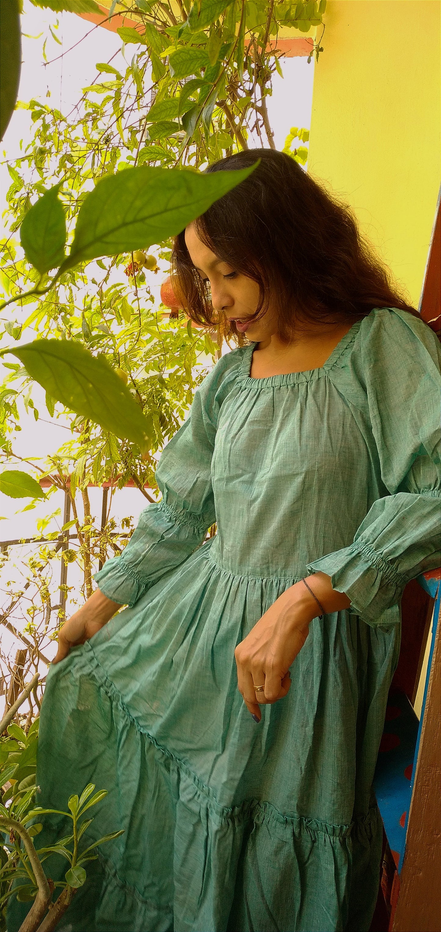 SPARKLE – Handcrafted Pleated Full Sleeved Multi Tiered Maxi Dress