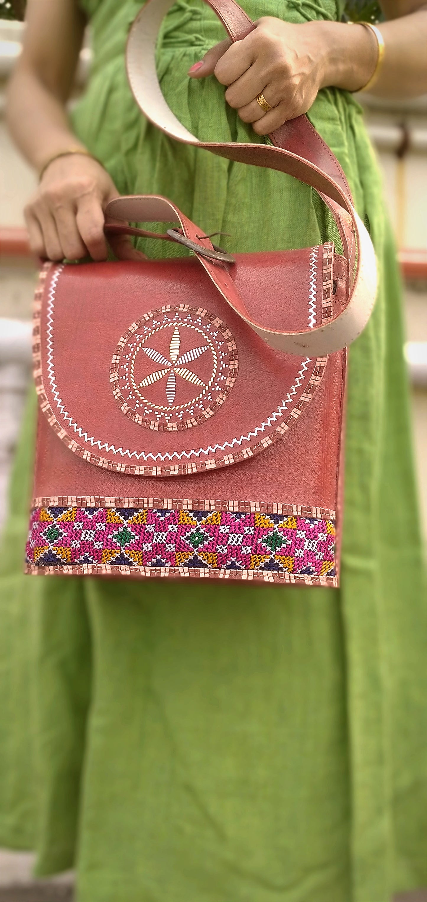 SYMPHONY - HandStitched and Hand Embroidered Cruelty Free Leather Bag