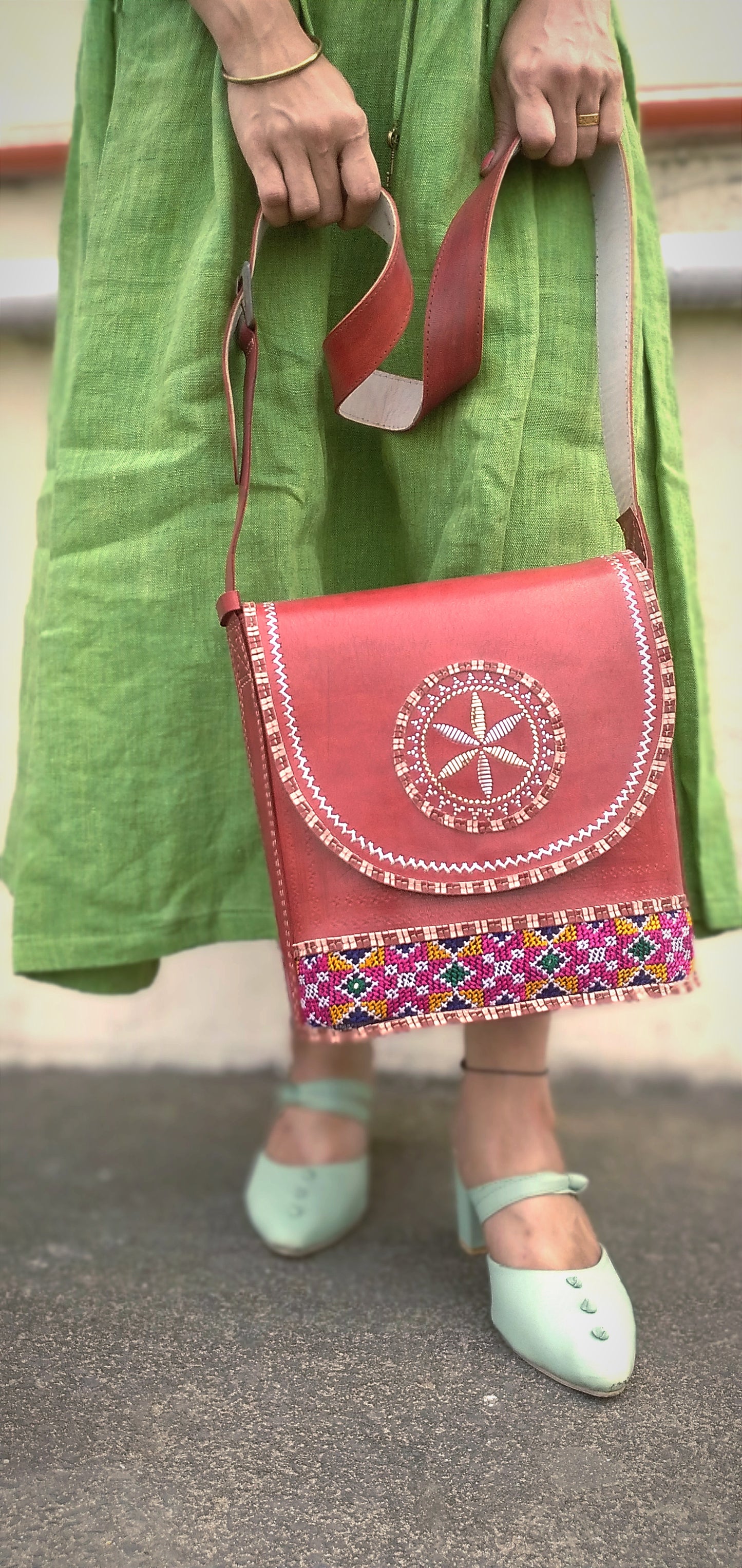 SYMPHONY - HandStitched and Hand Embroidered Cruelty Free Leather Bag