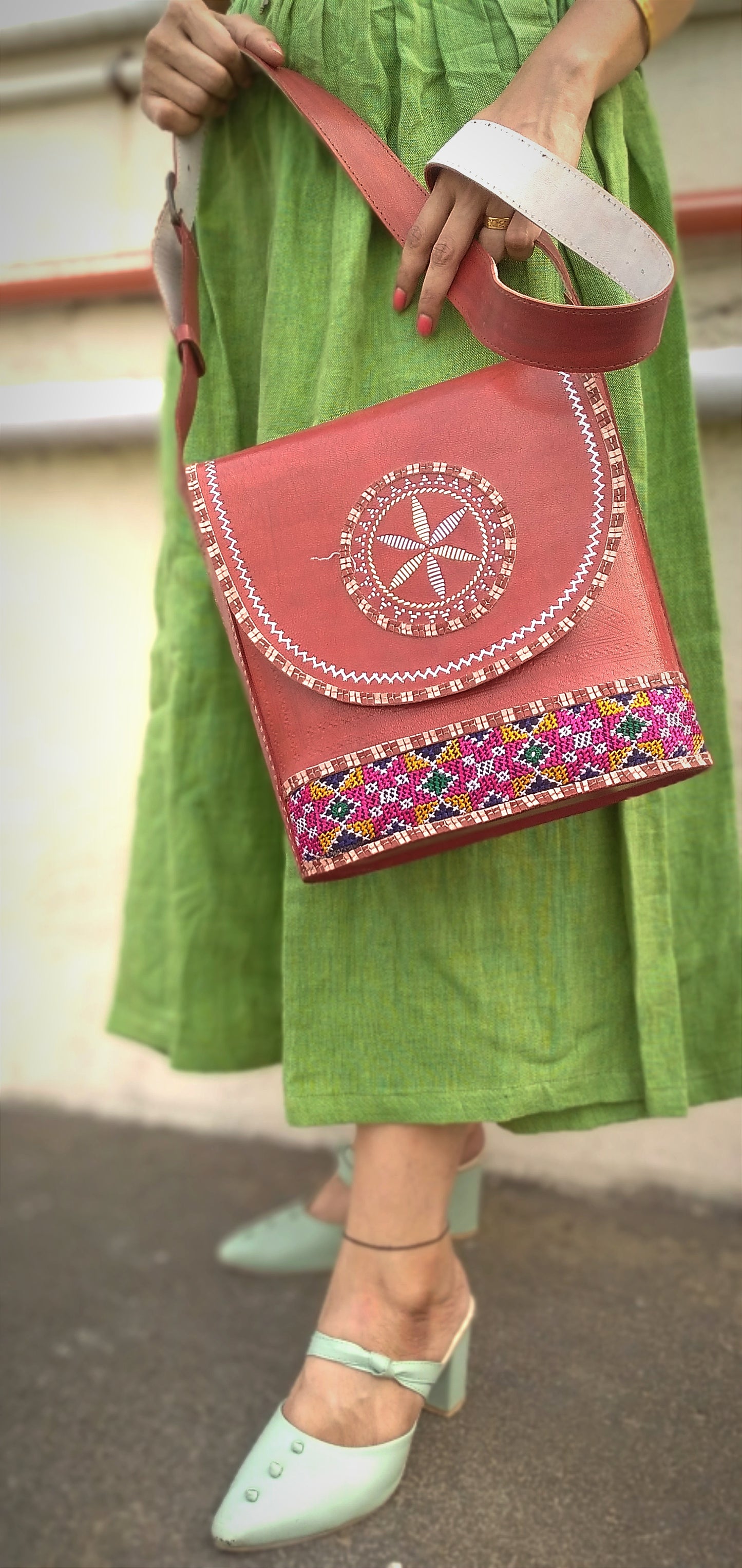 SYMPHONY - HandStitched and Hand Embroidered Cruelty Free Leather Bag