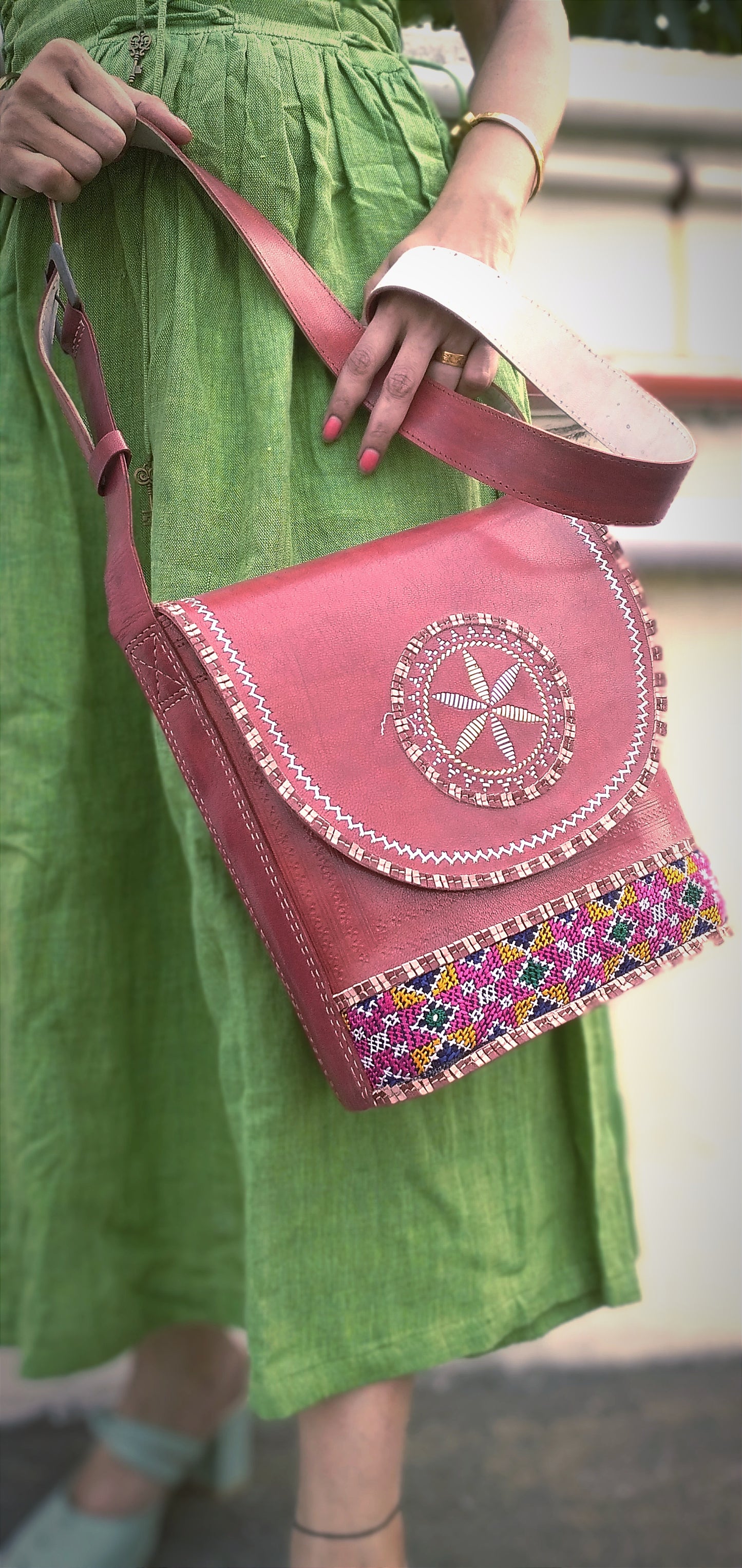 SYMPHONY - HandStitched and Hand Embroidered Cruelty Free Leather Bag