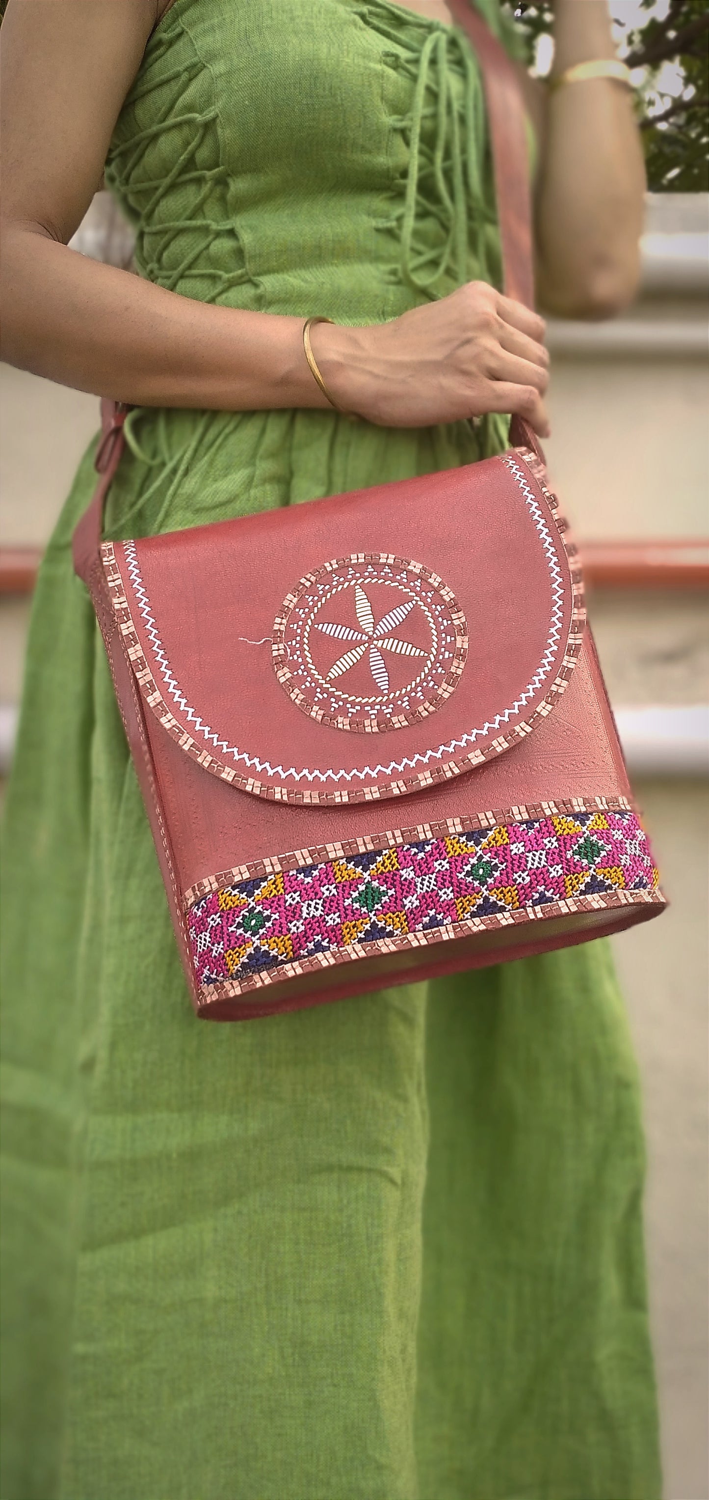 SYMPHONY - HandStitched and Hand Embroidered Cruelty Free Leather Bag