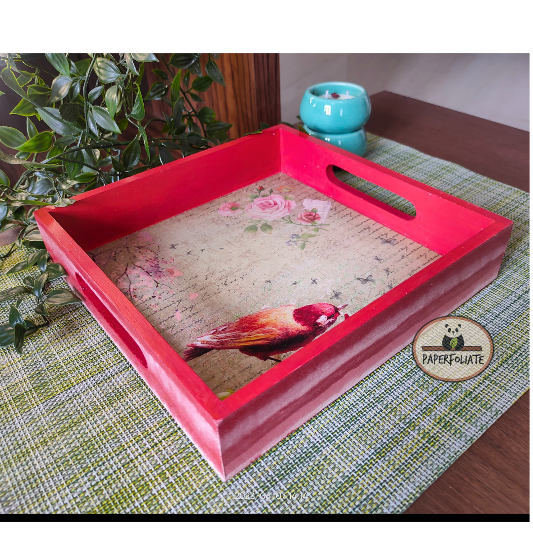 WOODEN TRAY - CHIRPY BIRD DESIGN