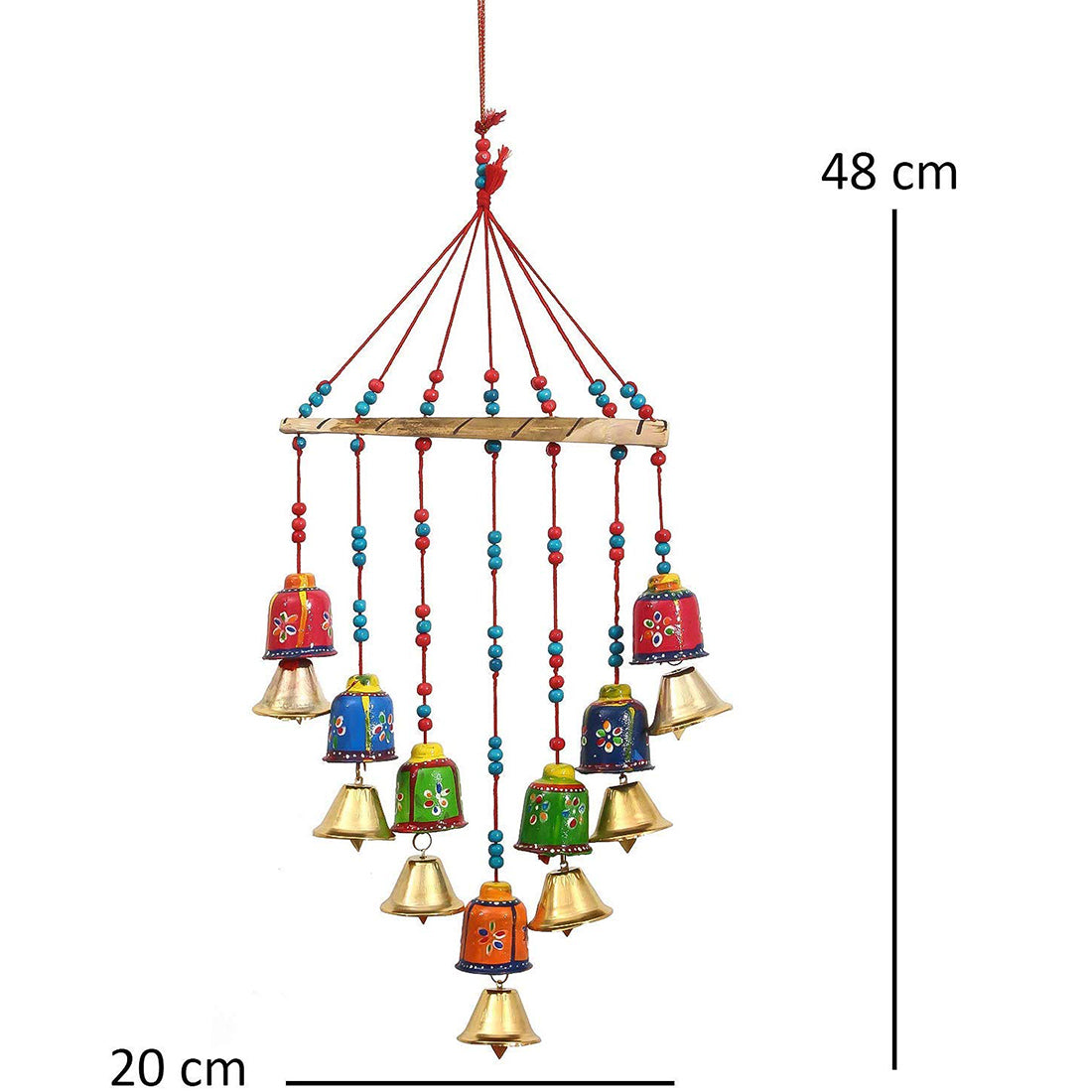 NAVYA Creation Wooden Rajasthani Colored Bells Design Wall Hanging
