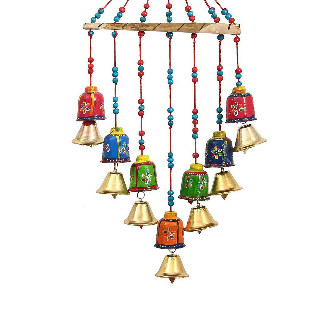 NAVYA Creation Wooden Rajasthani Colored Bells Design Wall Hanging
