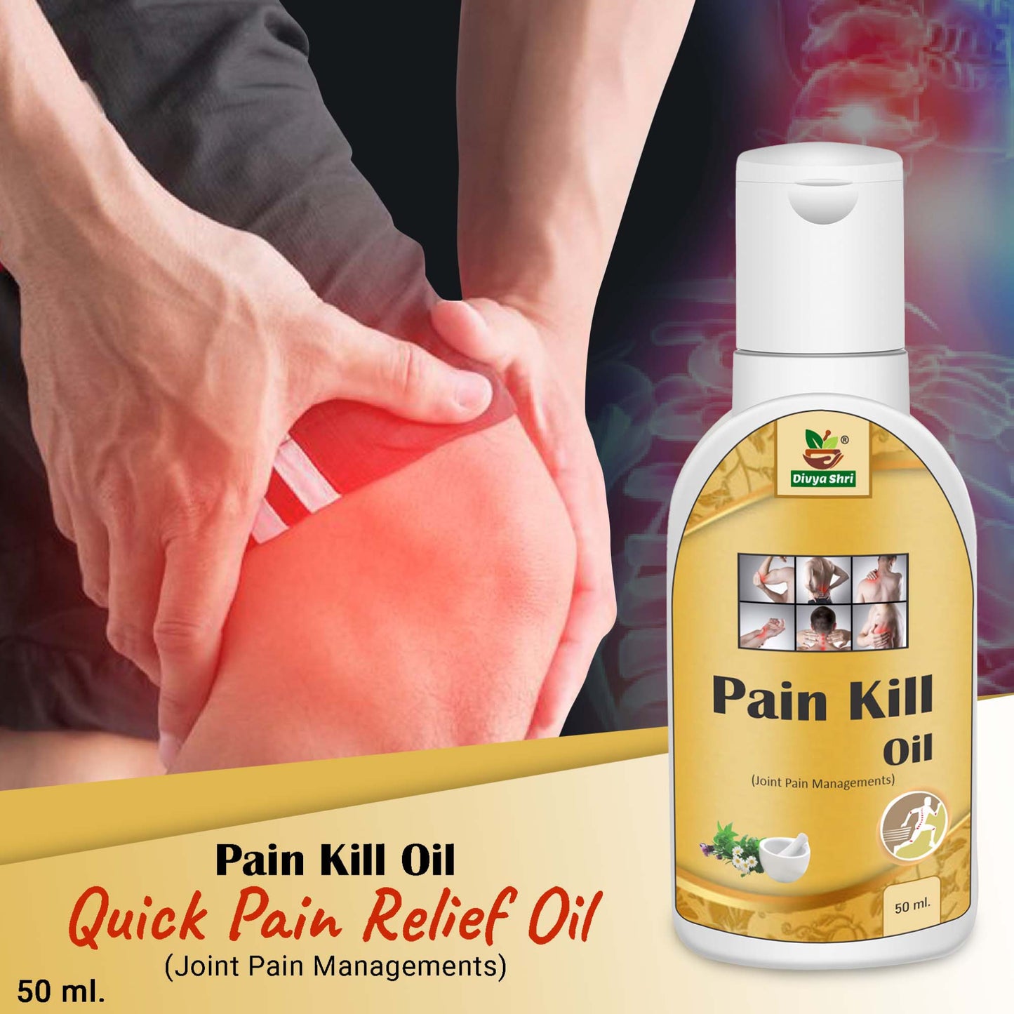 Pain Killer Oil 100% Pure Herbal and Ayurvedic Oil for Joint Pain, Muscle Ache & Body Pain
