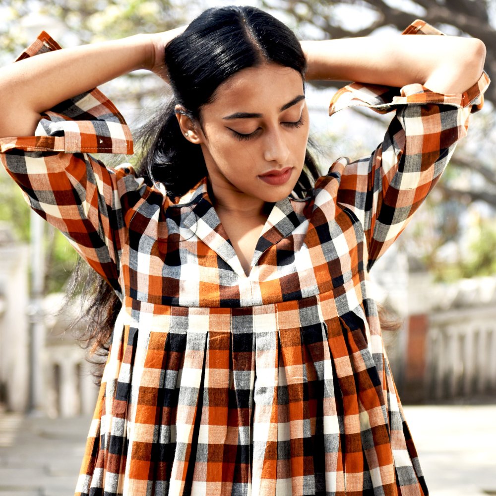 A-line Chequered Dress - Kreate- Dresses & jumpsuits
