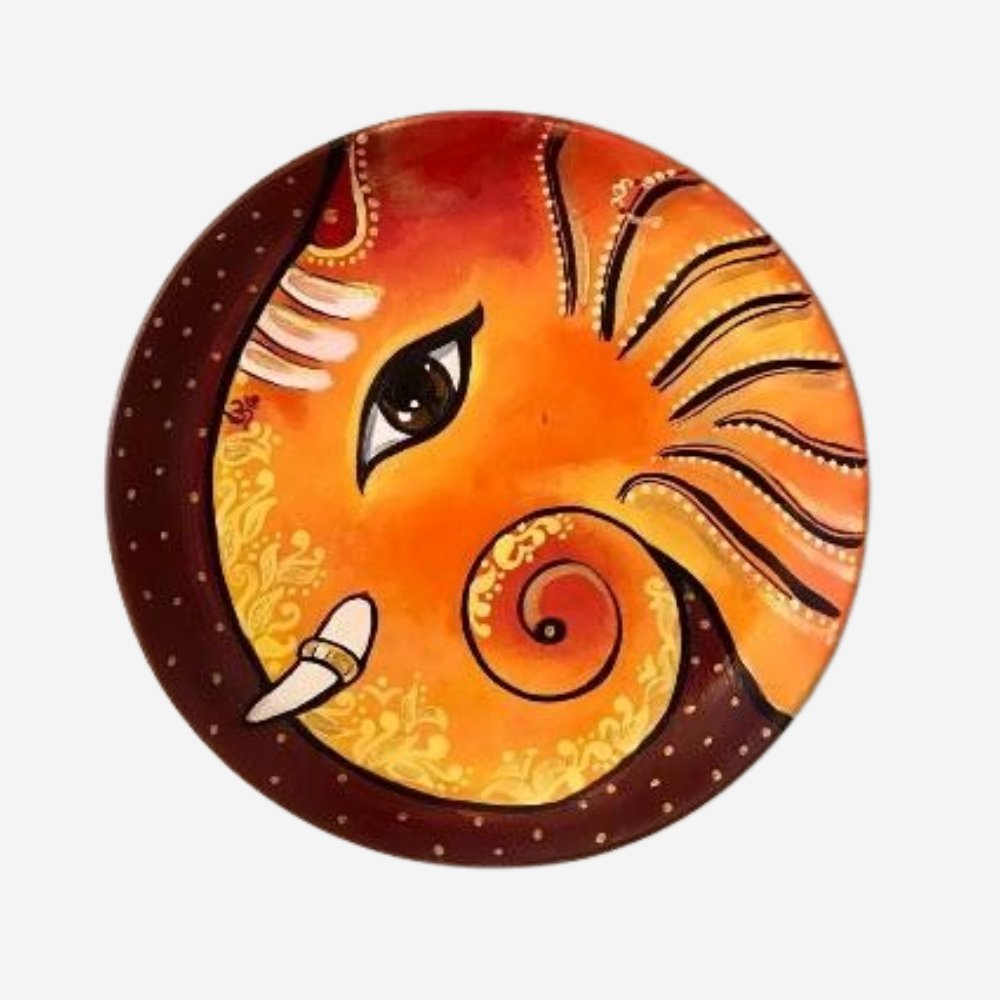 Abstract Ganesha Wall Plate - Kreate- Wall Decor