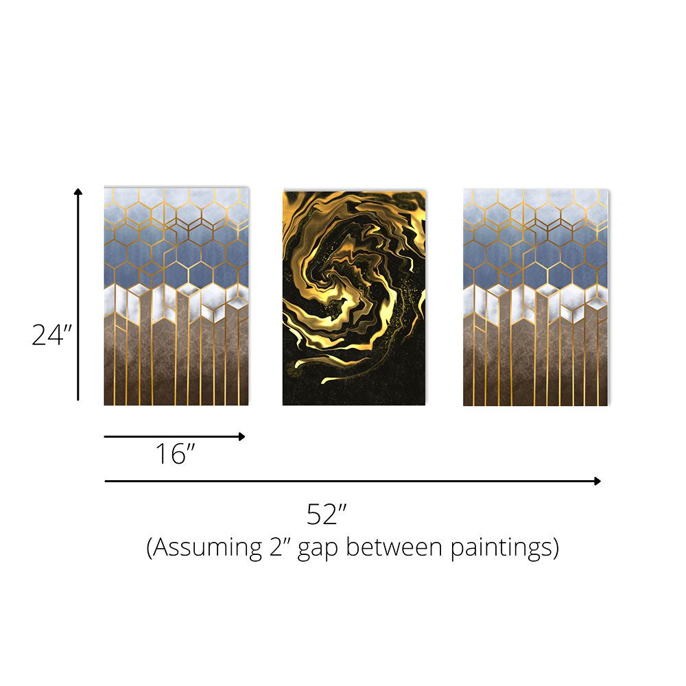 Abstract Wall Art Set of 3 Canvas Painting - Kreate- Painting