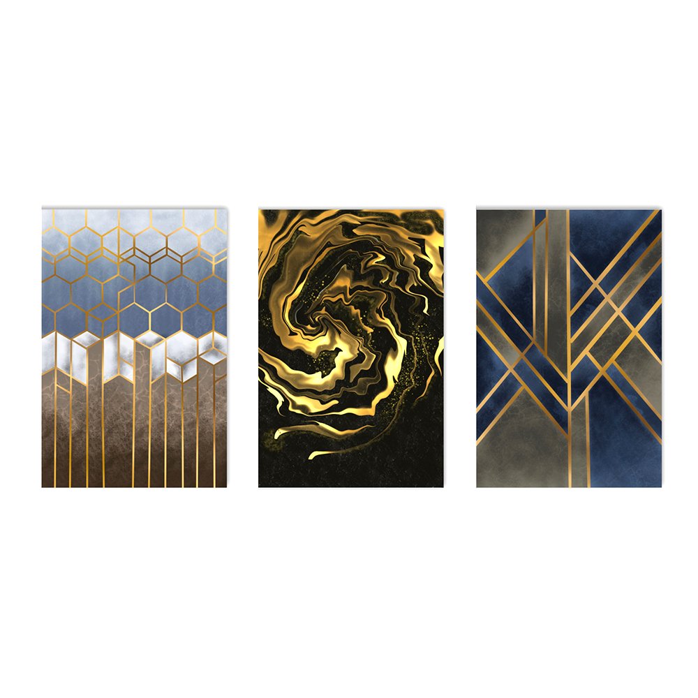 Abstract Wall Art Set of 3 Canvas Painting - Kreate- Painting