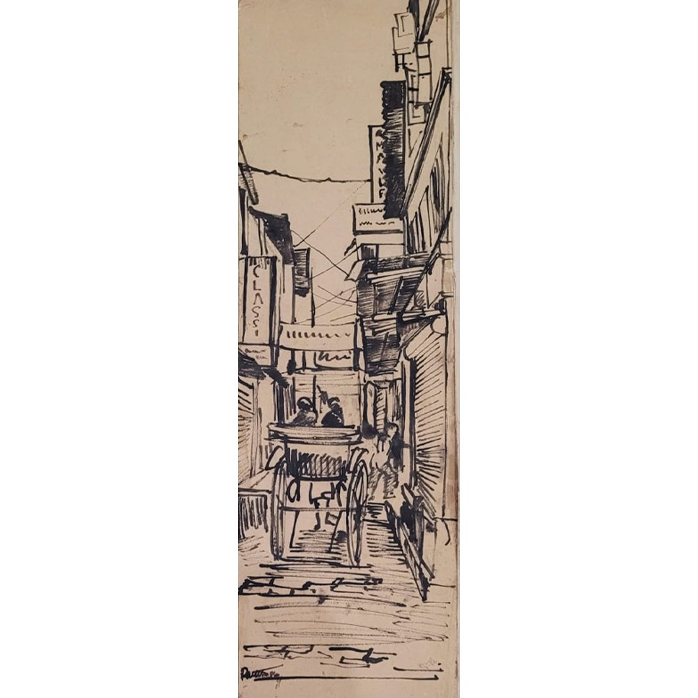 Alley In My City Organic Ink Painting - Kreate- Painting