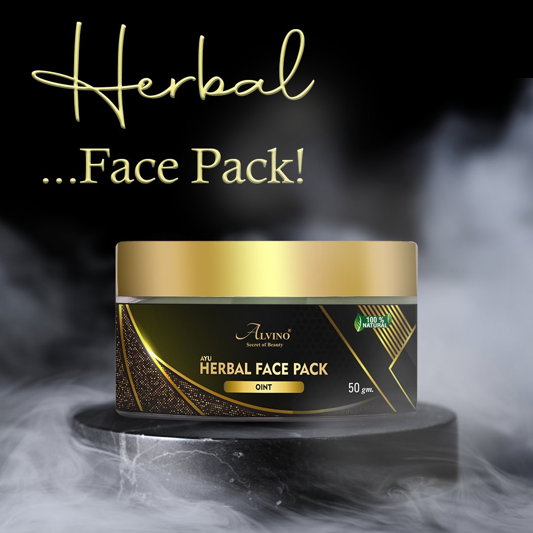 Alvino Herbal Face Pack with Aloe Vera, Haldi, Multani Mitti and Neem | Control Acne, Black Head and Restores Skin Glow - Kreate- Packs & Masks