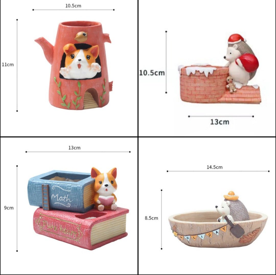 Animal-themed Planters (Set of 4) - Kreate- Planters & Pots