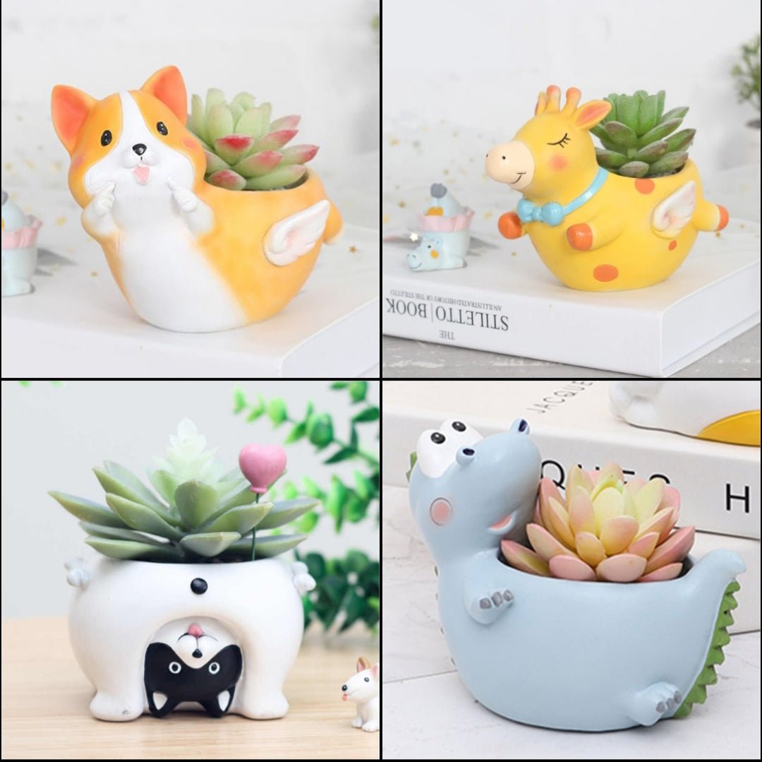 Animal-themed Planters (Set of 9) - Kreate- Showpieces