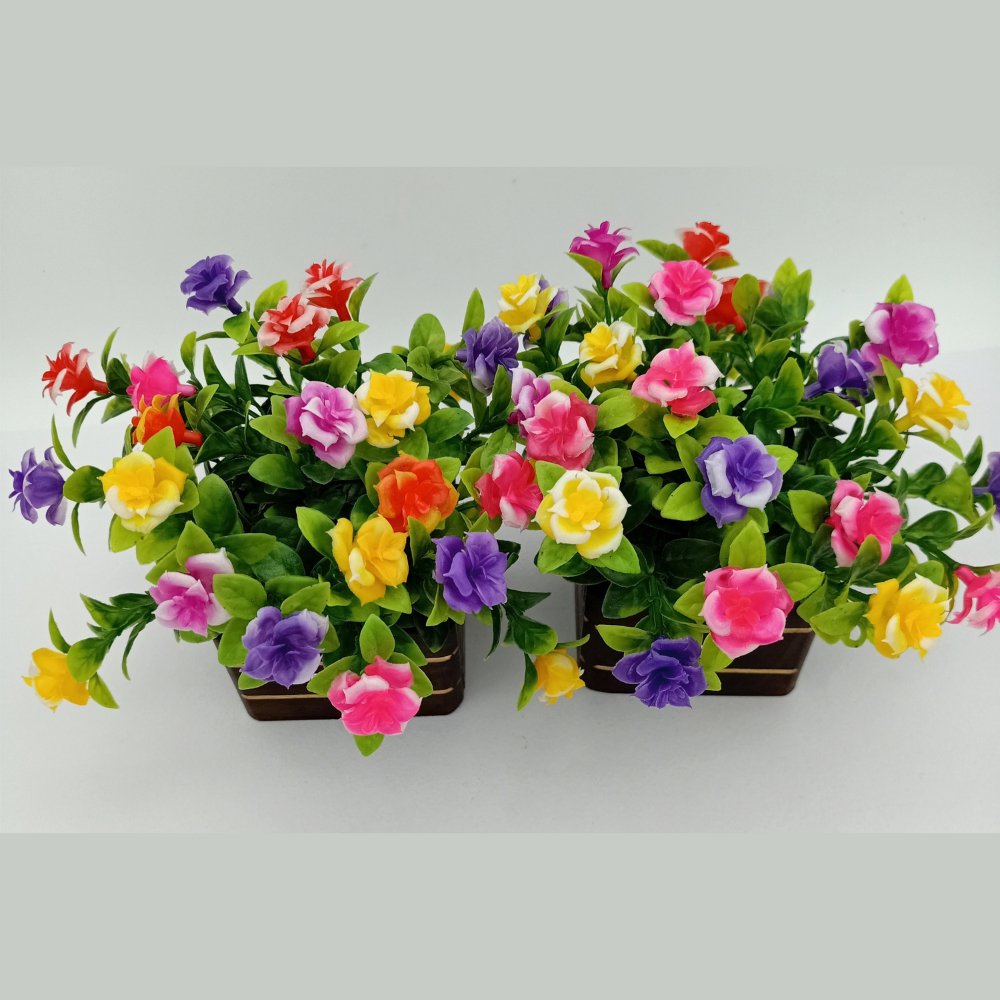 Artificial Colourful Flower Arrangement (Set of 2) - Kreate- Table Decor