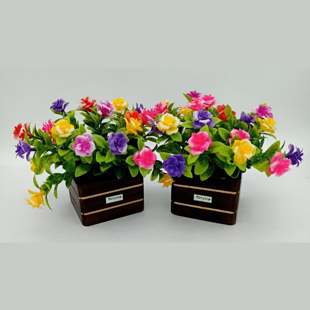 Artificial Colourful Flower Arrangement (Set of 2) - Kreate- Table Decor
