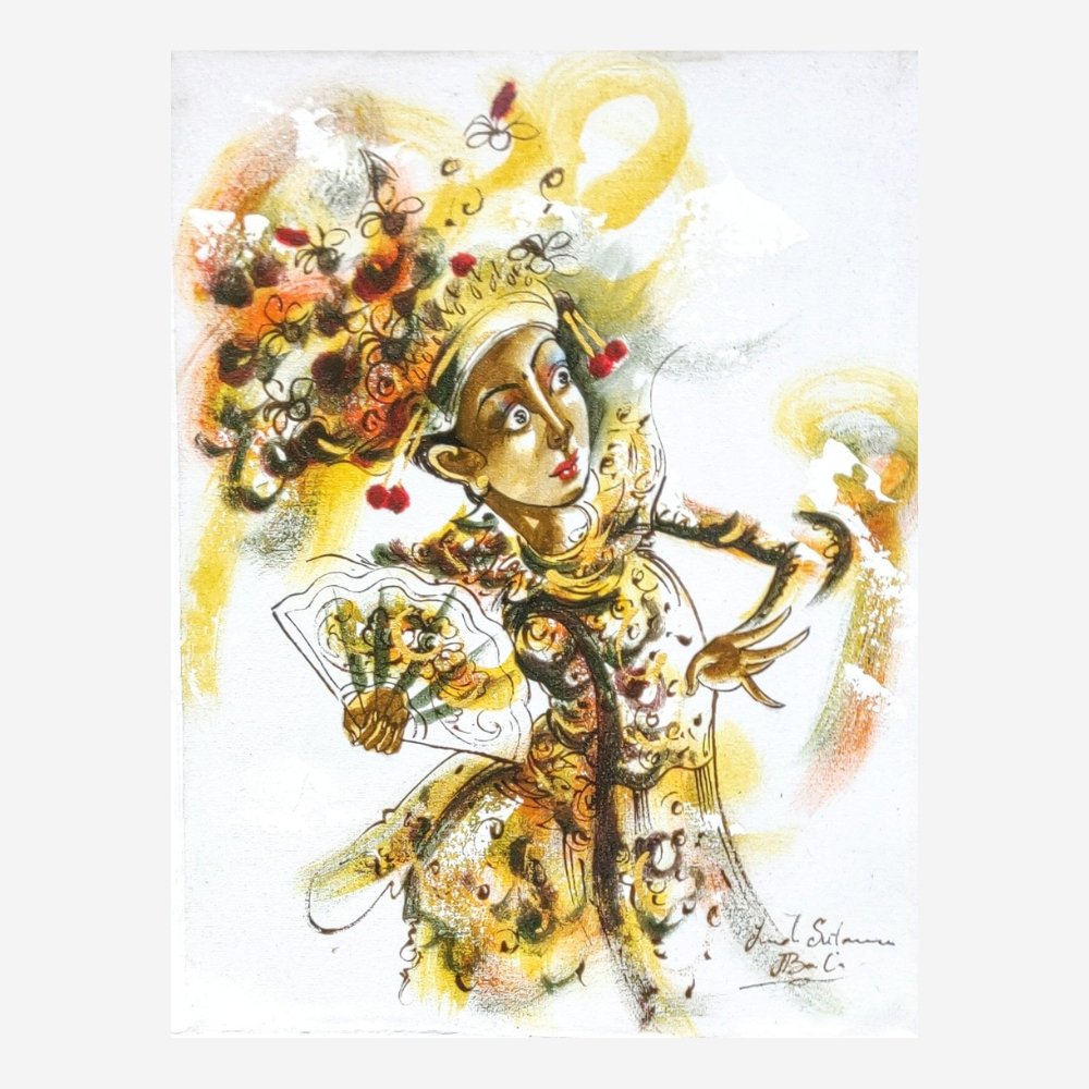 Artistic Traditional Legong Dancer Painting - Kreate- Paintings