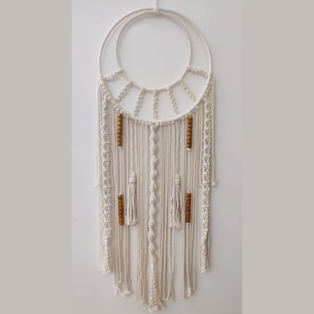 Ayoni Decor Macrame Round Beaded Wall Hanging - Kreate- Wall Decor