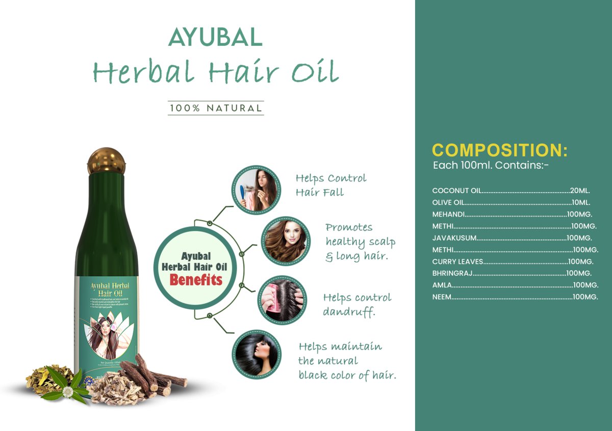 Ayubal Ayurvedic Hair Oil 100ml | Bhringraj & Olive Jadibuti Hair Oil - Kreate- Hair Oil