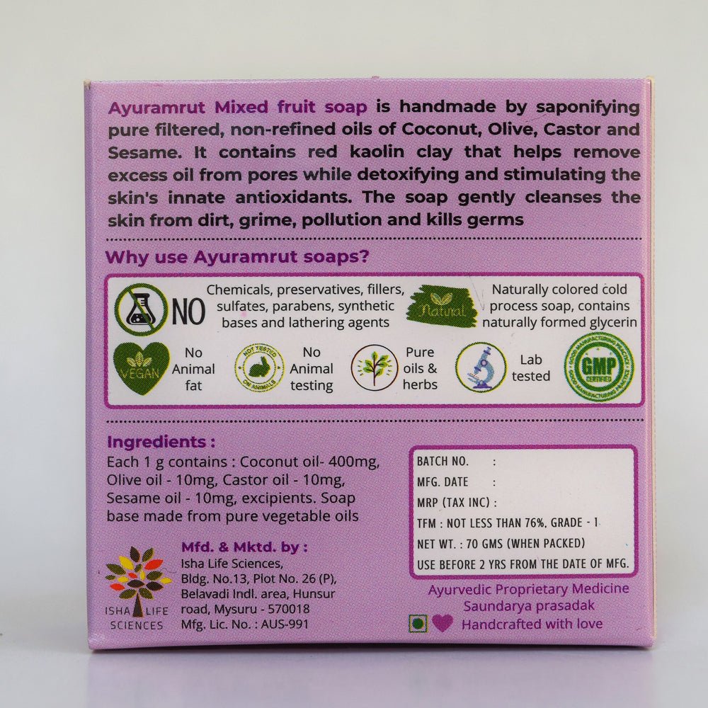 Ayuramrut Mixed Fruit Natural Handmade Ayurvedic Soap (Pack of 2) - Kreate- Soaps