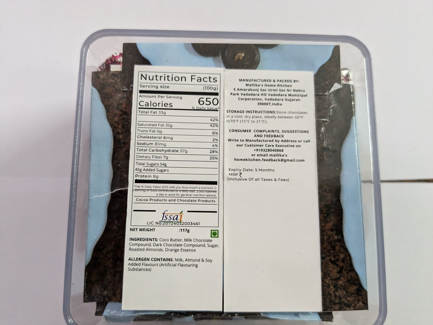 Mallika's Home Kitchen Handmade Chocolates,Roasted Almond, 100g