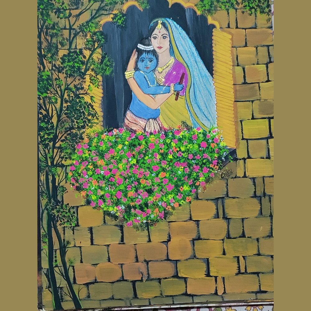 Baby Krishna Acrylic Painting - Kreate- Painting