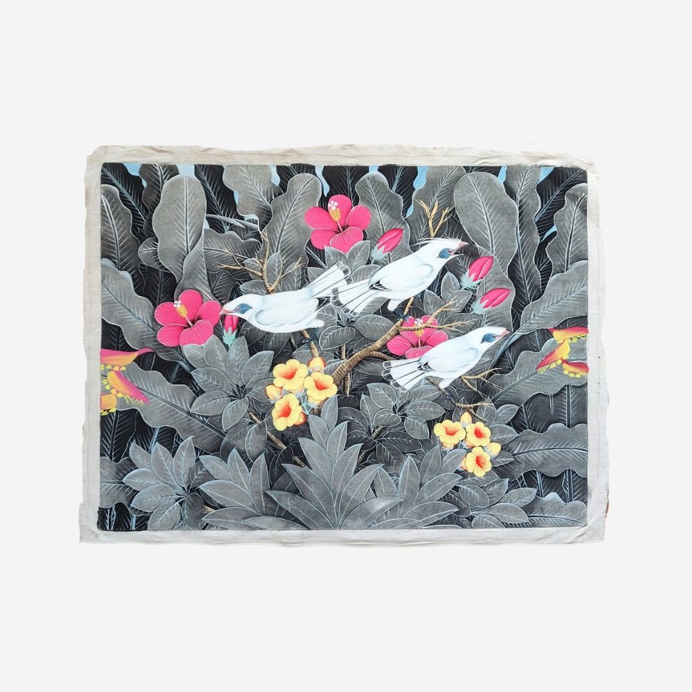 Bali Starling Birds in the Jungle Painting - Kreate- Paintings