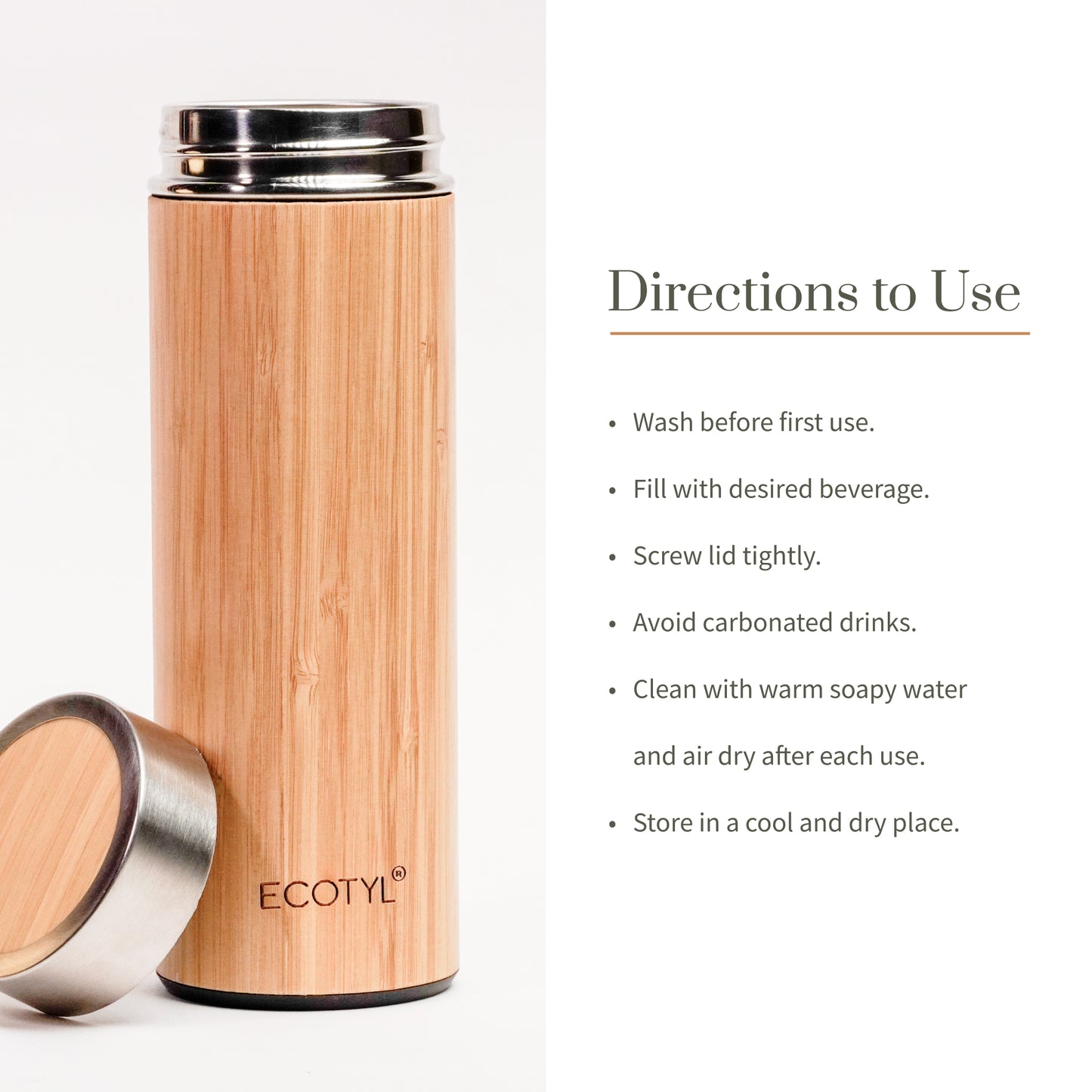 Ecotyl Bamboo Stainless Steel Insulated flask (450ml)