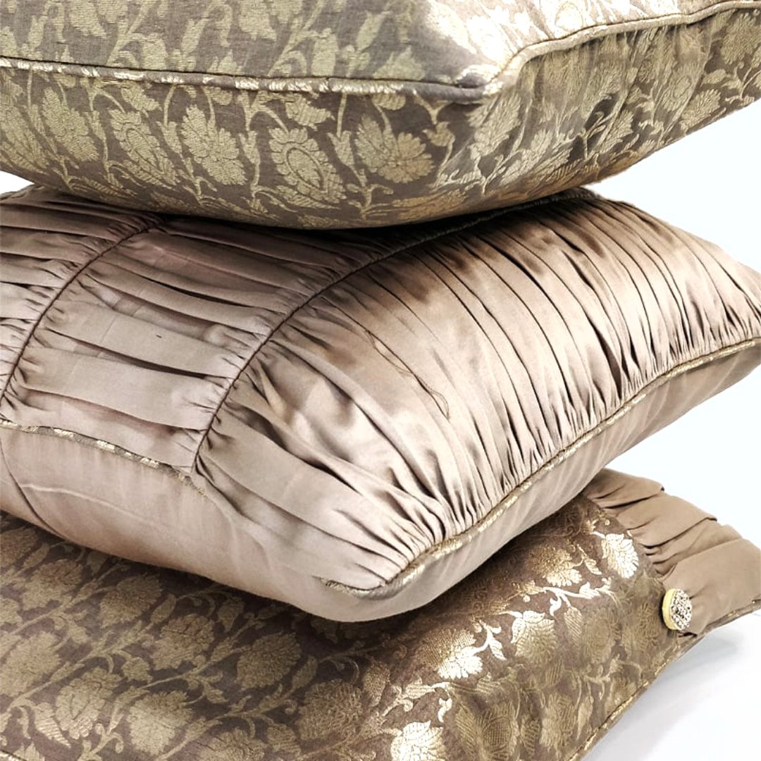 Banarasi Silk Cushion Cover (Set of 5) - Kreate- Cushions & Covers