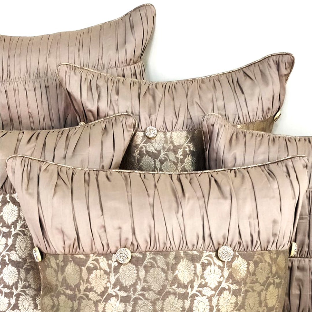 Banarasi Silk Cushion Cover (Set of 5) - Kreate- Cushions & Covers