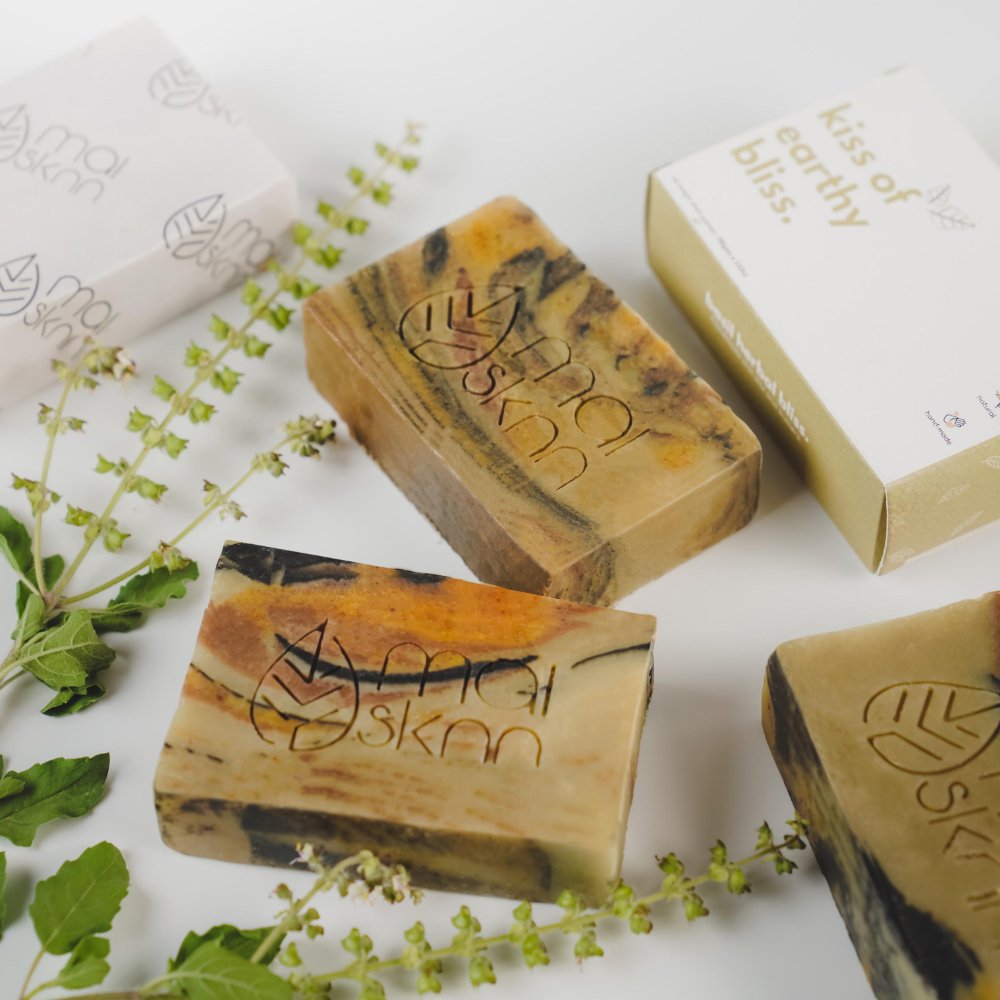 Basil Herbal Bliss Handmade Artisanal Soap (100g) - Kreate- Soaps