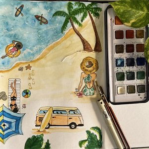 'Beachside' - Wall Painting - Kreate- Painting