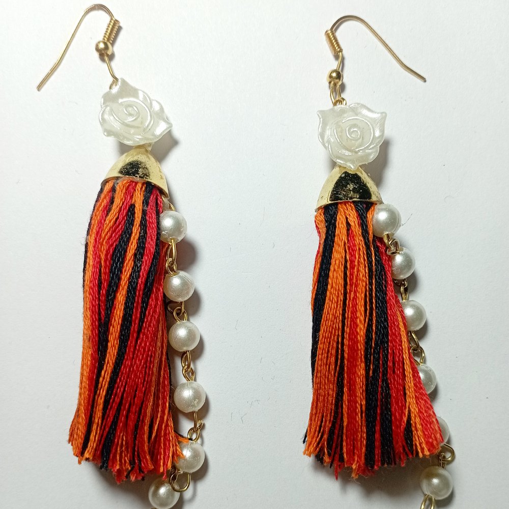 Beaded Fabric Earrings - Kreate- Earrings