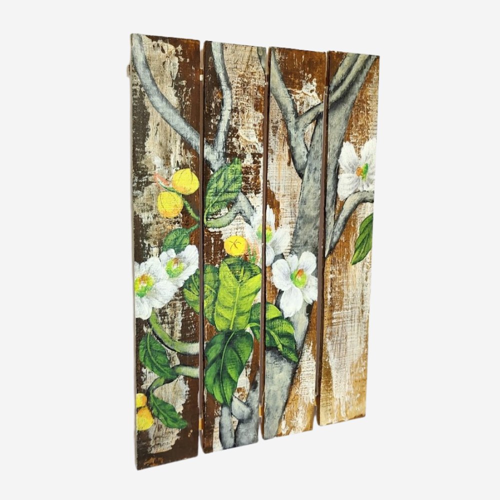 Beautiful Hand-Painted Flowers on Wooden Panels - Kreate- Paintings