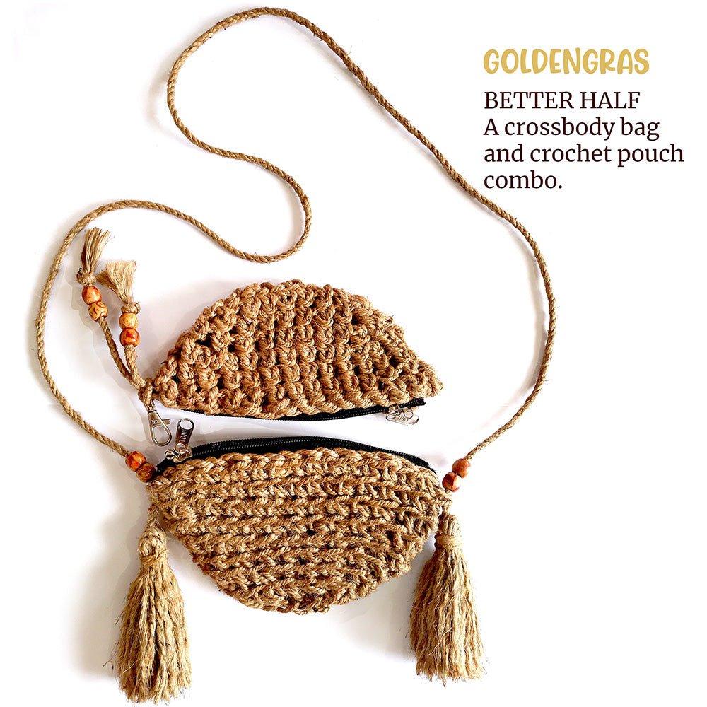 Better-half Jute Handwoven Crossbody and Pouch Bag - Kreate- Purse & Handbags