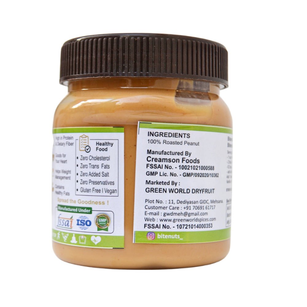 BITENUTS All Natural Creamy Peanut Butter (350g) - Kreate- Spreads