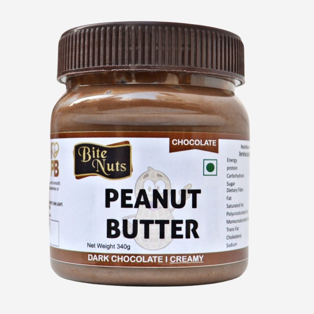 BiteNuts Chocolate Creamy Peanut Butter (340g) - Kreate- Spreads